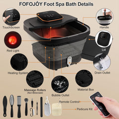 FOFOJÔY foot spa remote control enables easy temperature and mode adjustments.
