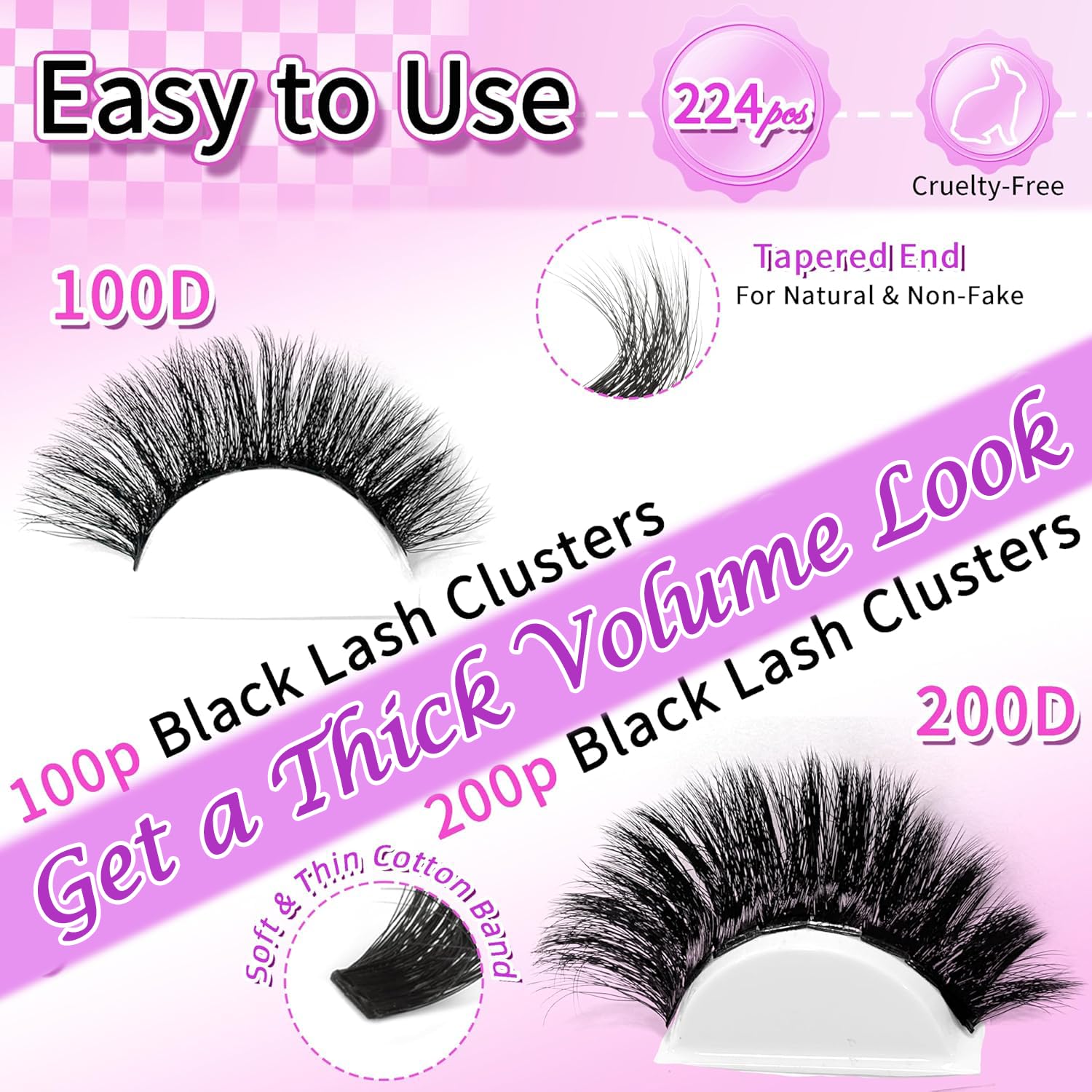 FOINEMYED lash clusters 22mm length for bold glamour