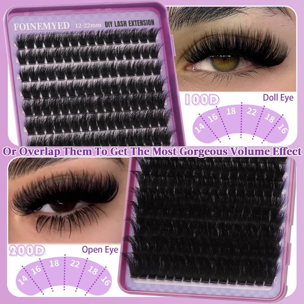 FOINEMYED matte black lash fibers offer comfortable, voluminous clusters