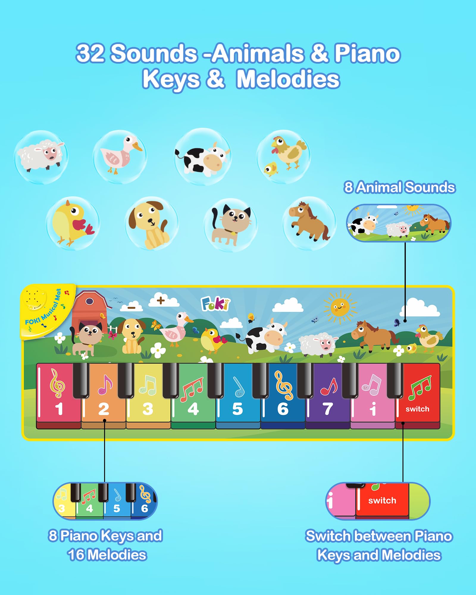 Foki animal-sounds playmat features animal calls for sensory play