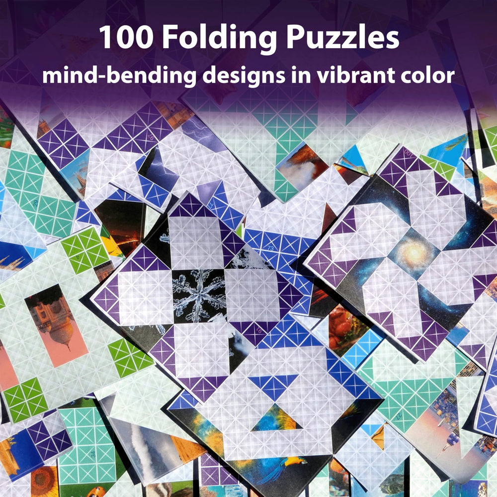 Foldology level progression visuals show growing challenge across puzzles.