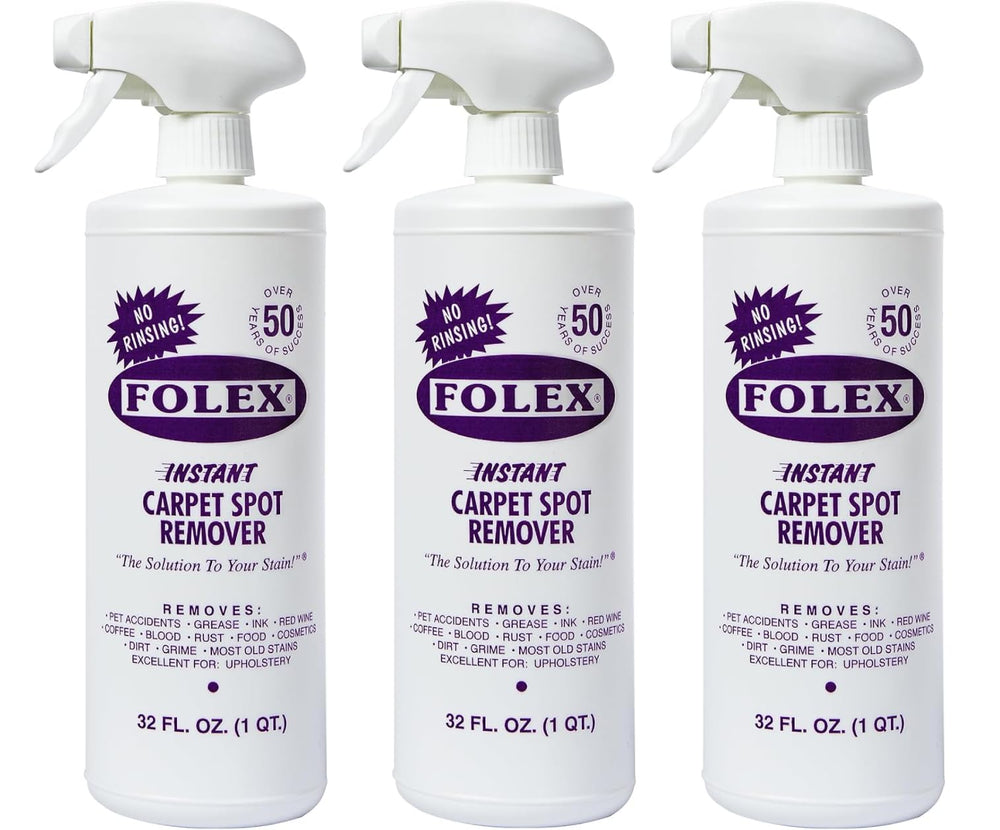FOLEX Folex Instant Carpet Spot Remover bottle showing compact cleaning power for stains