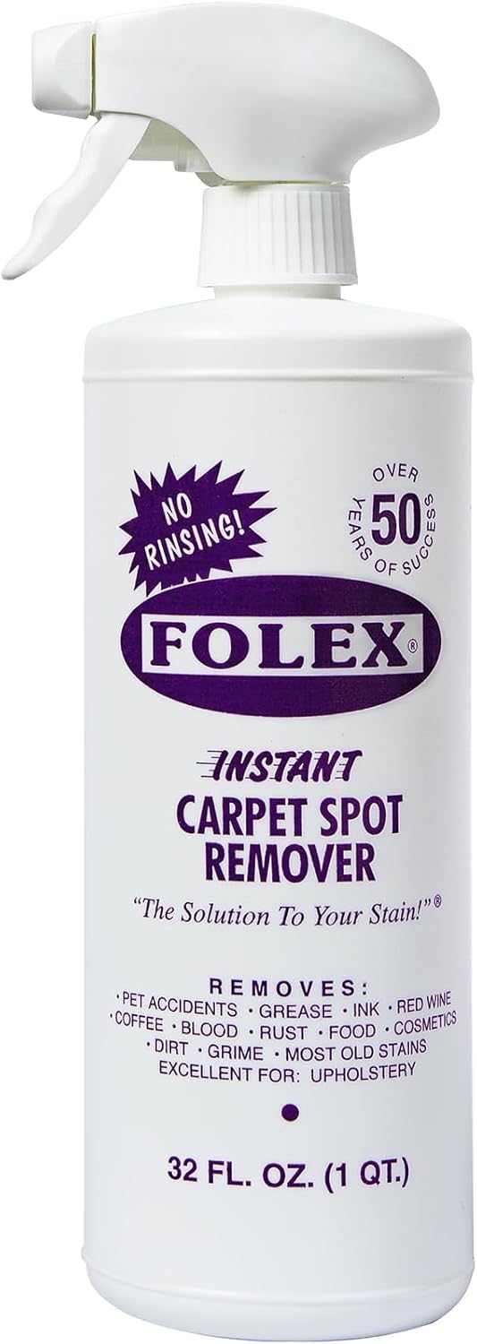 FOLEX removes grease and ink stains from carpet with ease