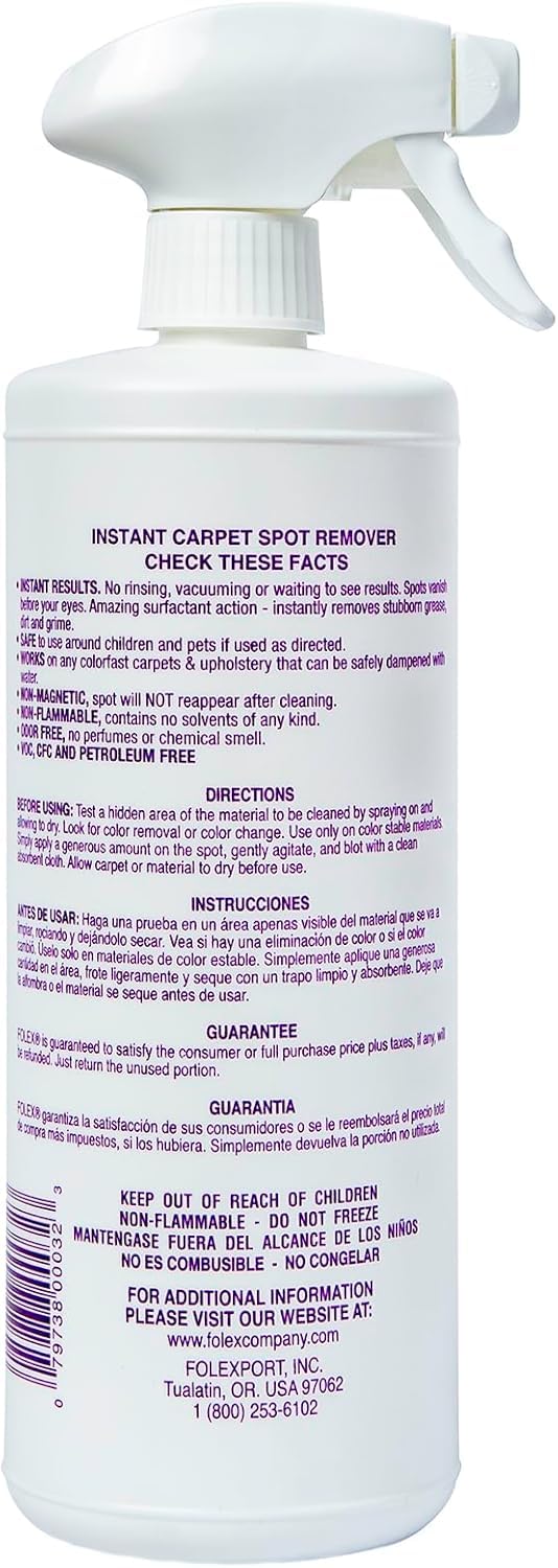 FOLEX spot remover spray demonstrating targeted application on stains