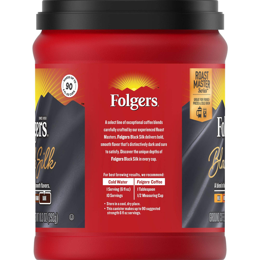 Folgers Black Silk cup with steam showcasing rich aroma for mornings.