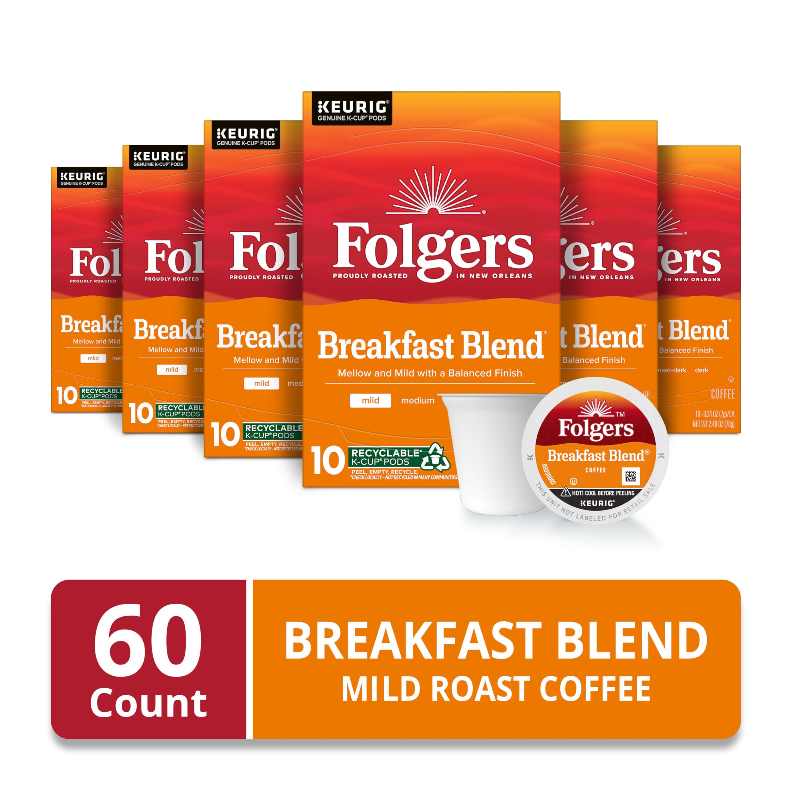 Folgers Breakfast Blend aroma—iconic scent to start your day.