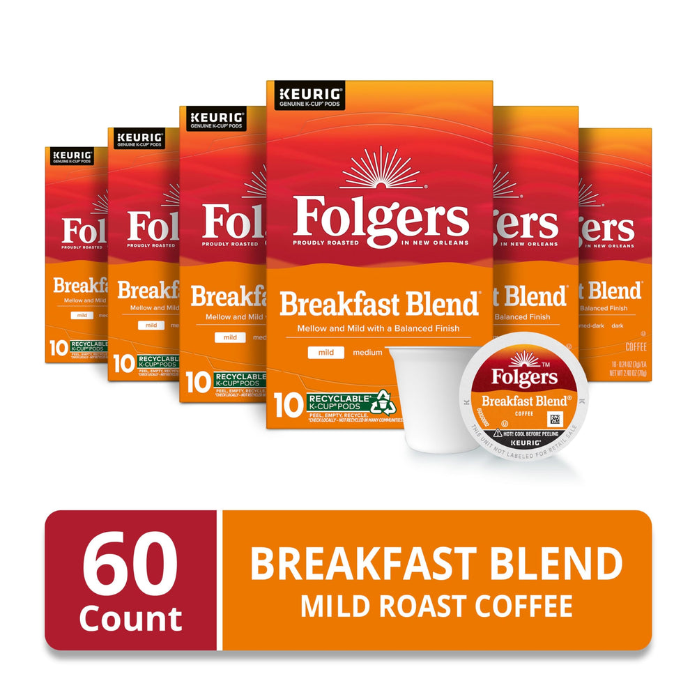 Folgers Breakfast Blend aroma—iconic scent to start your day.