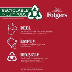 Steaming Folgers coffee cup conveys buttery aroma and inviting flavor.