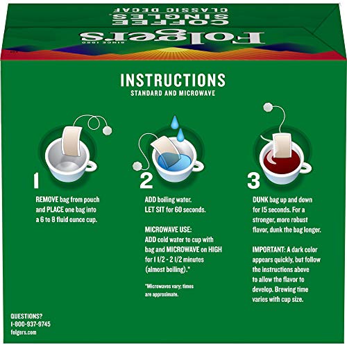 Folgers Classic Decaf coffee bags collection for convenient brewing