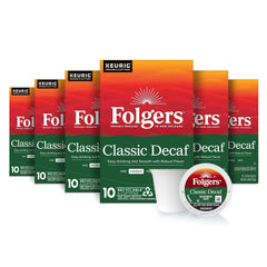 Folgers Classic Decaf K-Cup box pack6 ready for easy morning coffee