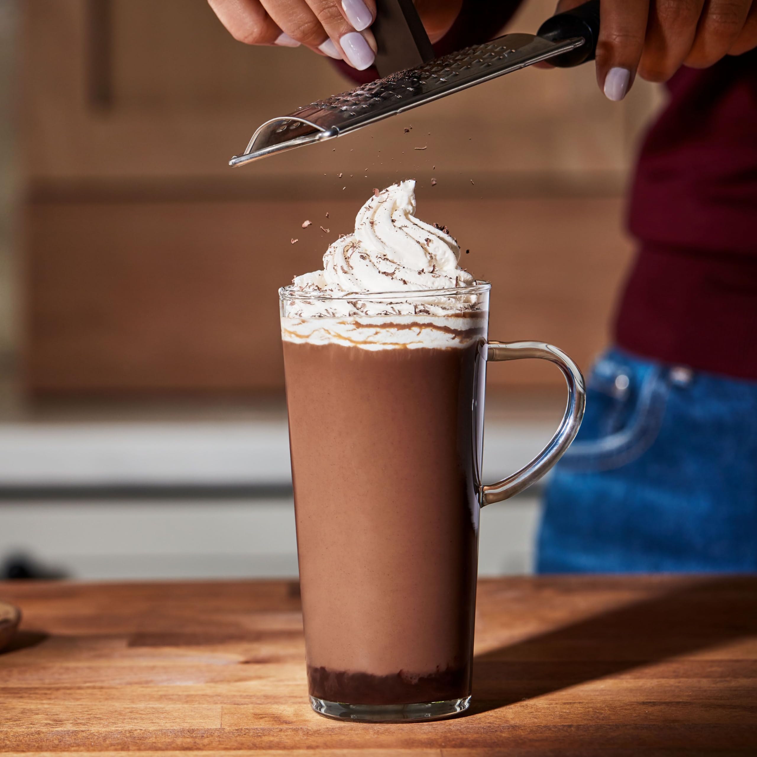 Folgers Classic Decaf K-Cup cup steaming for a comforting moment