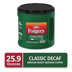 Folgers Classic Decaf Medium Roast cup releases smooth aroma.