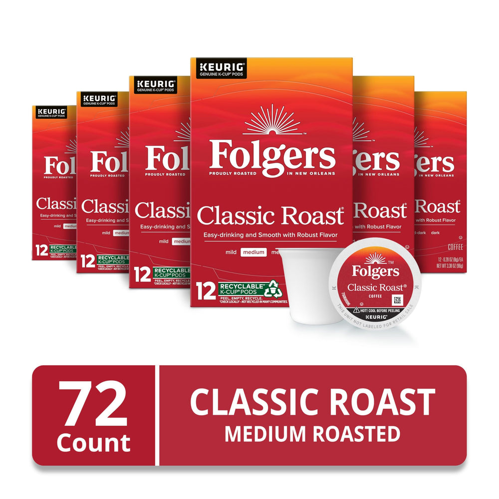 Folgers Classic Roast Keurig brewer in action delivering fast coffee