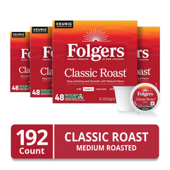 Folgers Classic Roast pods in individual packaging for freshness.