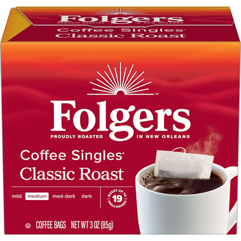 Folgers Classic Roast single-serve packets ready for on-the-go brew