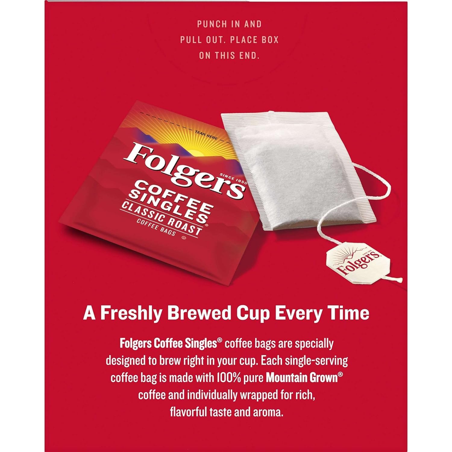 Folgers Coffee Singles office desk morning shows portable caffeine option.