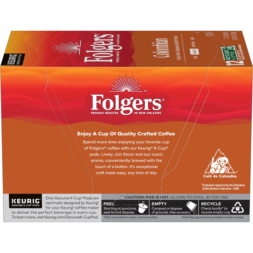Kitchen setup featuring Folgers Colombian Medium Roast K-Cup pods.