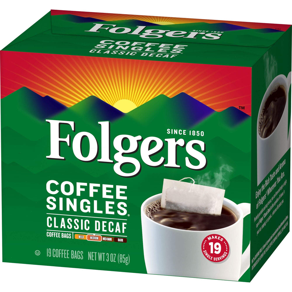 Folgers Decaf Medium Roast aroma fills kitchen during morning brew