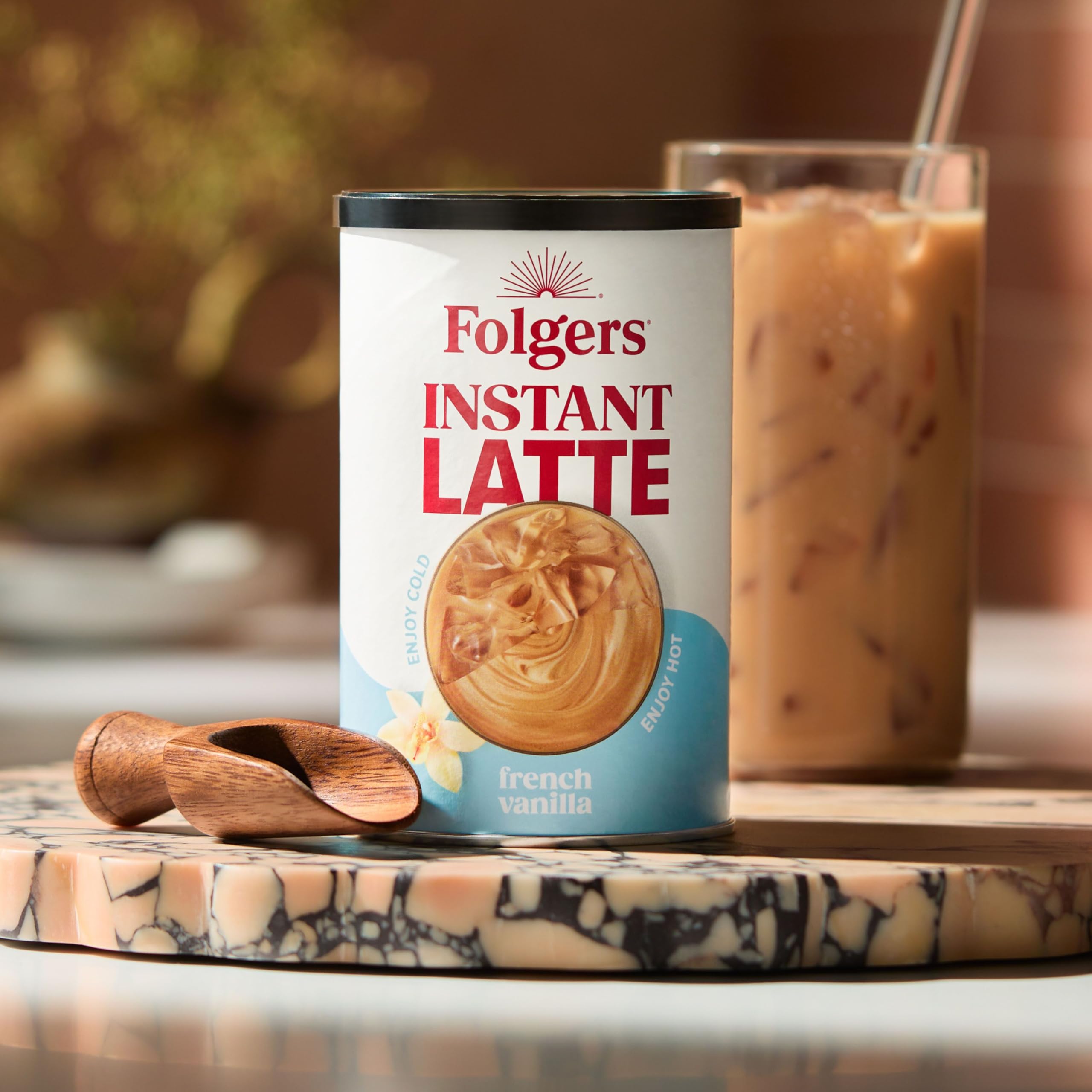 Hot milk whisked with Folgers for a comforting drink