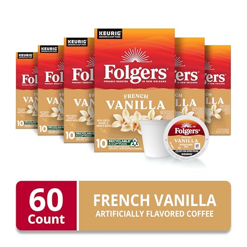 Folgers French Vanilla packaging highlights aroma for a comforting cup.