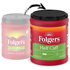 Folgers Half Caff aroma-seal canister protects freshness and smooth flavor.