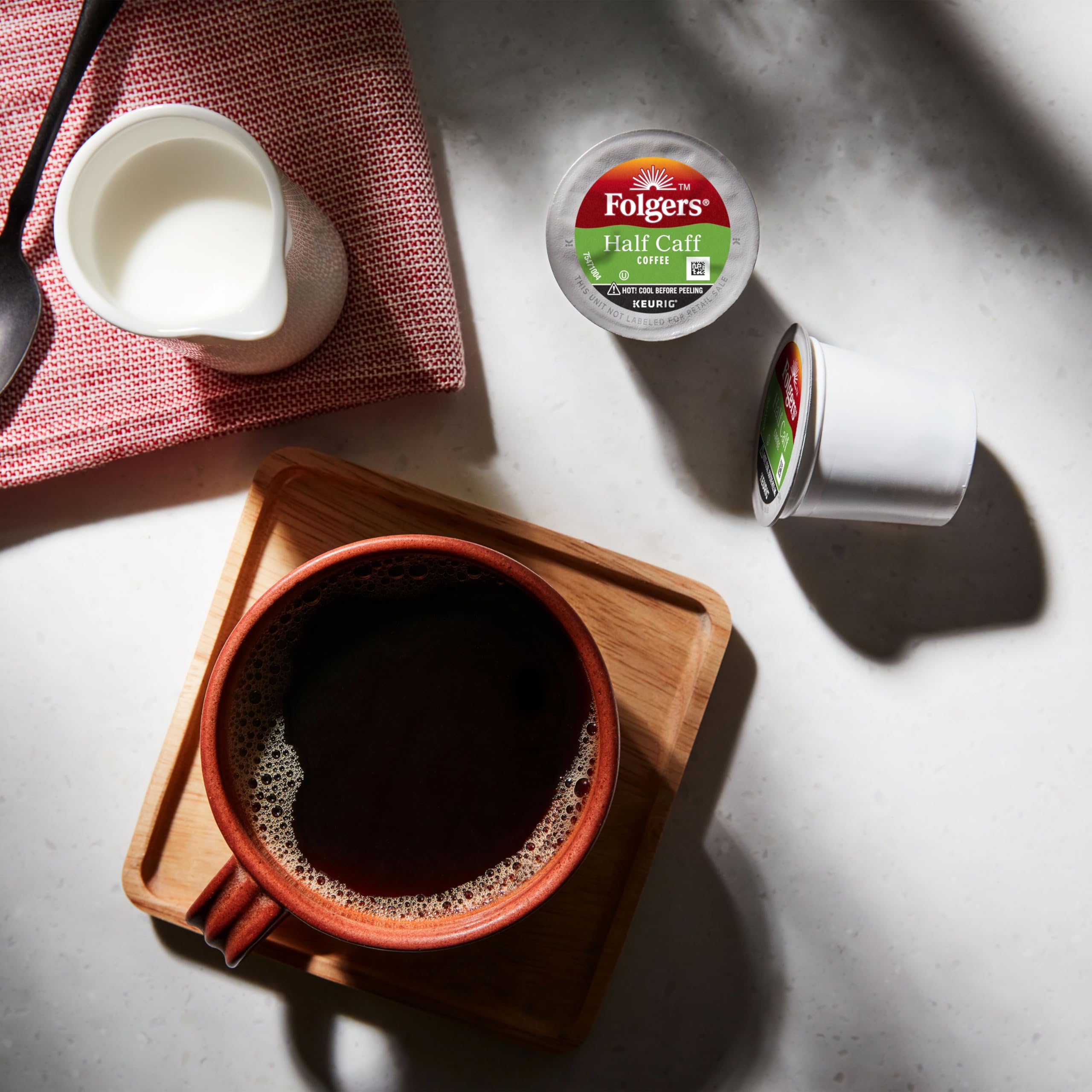 Aroma of Folgers Half Caff elevating morning ritual