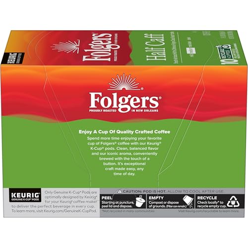 Folgers Half Caff brew being poured into a cup