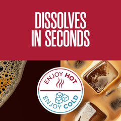 Hot coffee being brewed easily with Folgers instant coffee.