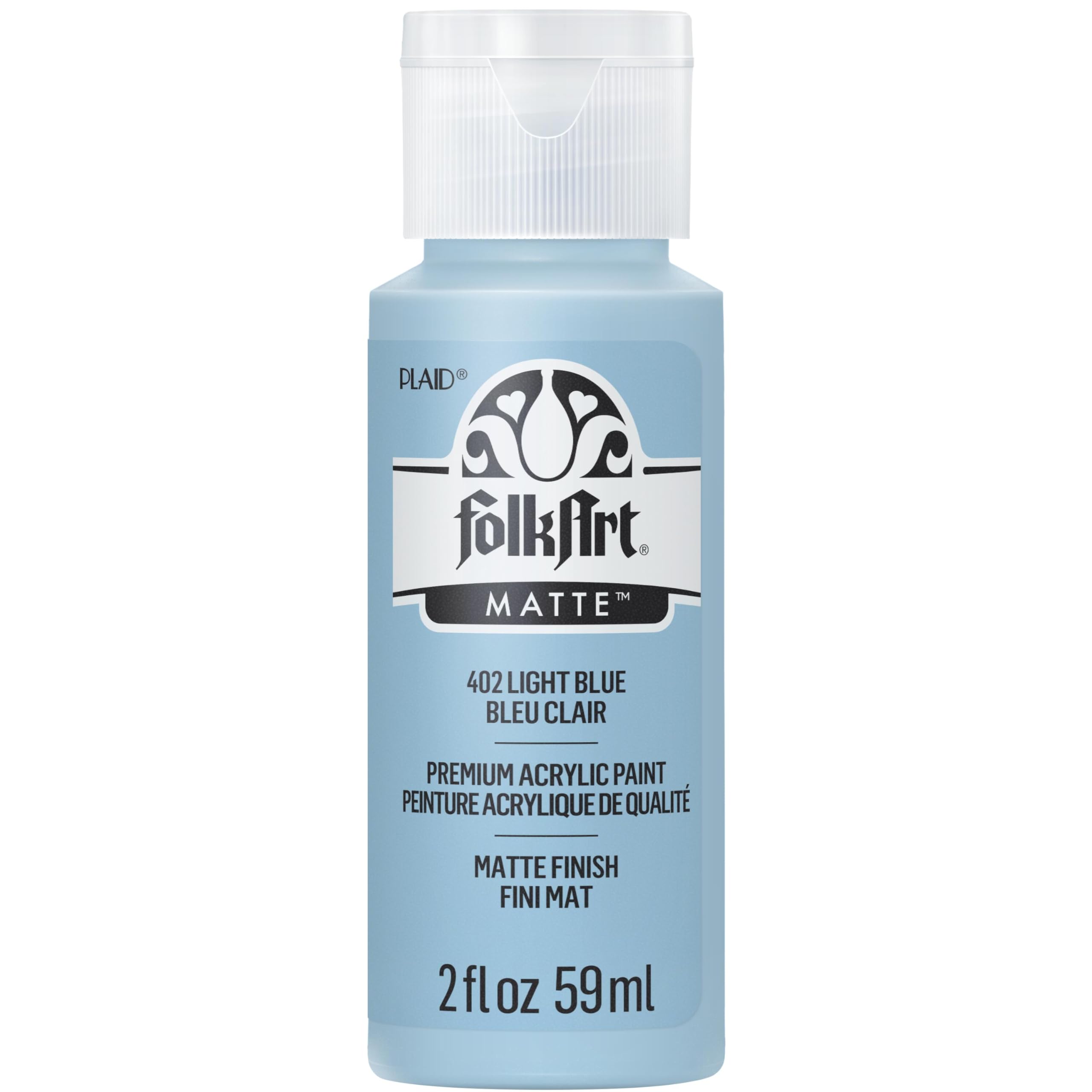 FolkArt acrylic paint 2oz Light Blue bottle for smooth base coating and blending