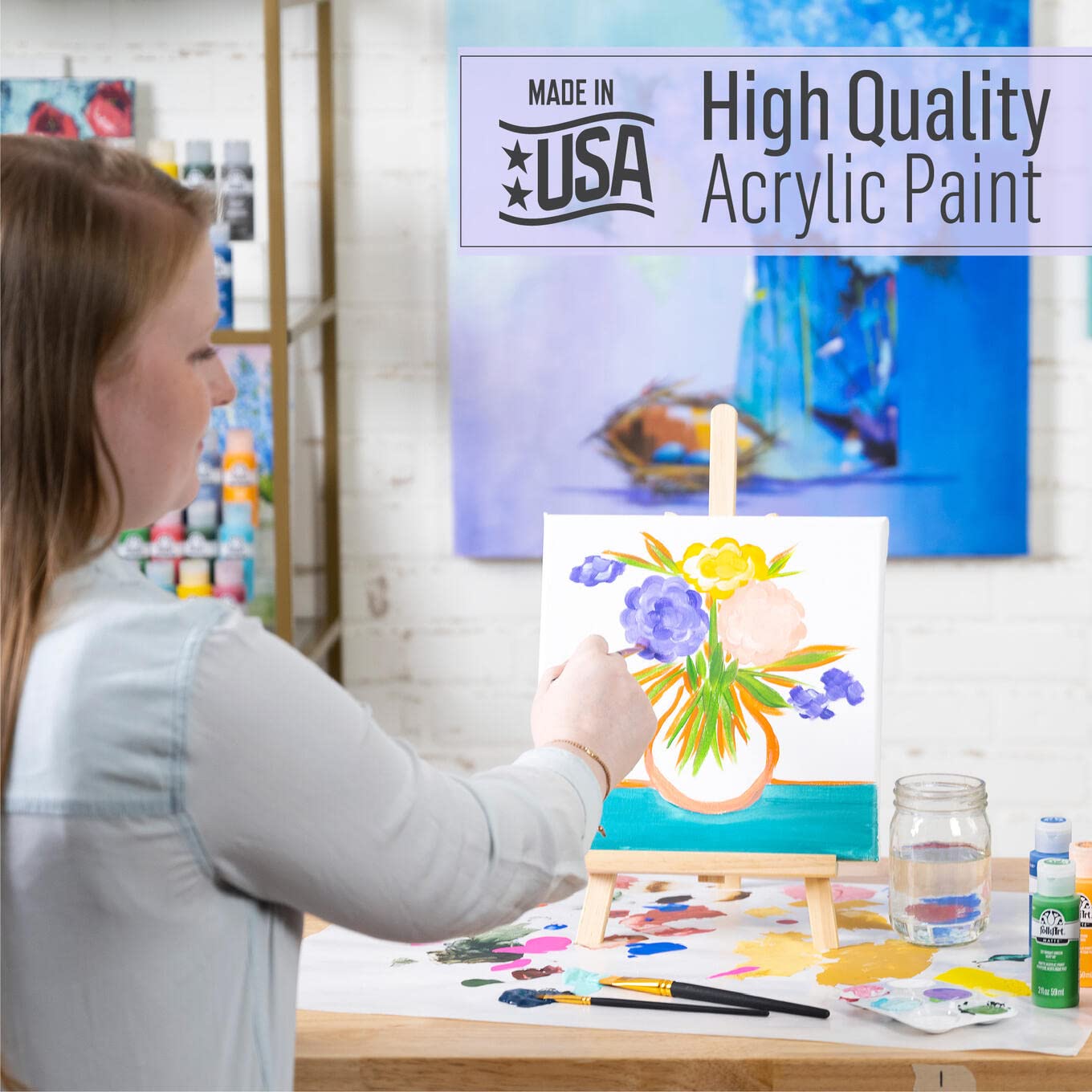 Versatile FolkArt paint on wood, canvas, paper, and Styrofoam surfaces