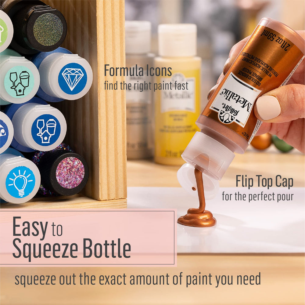 Matte finish projects with FolkArt acrylic paint; easy cleanup with soap and water.