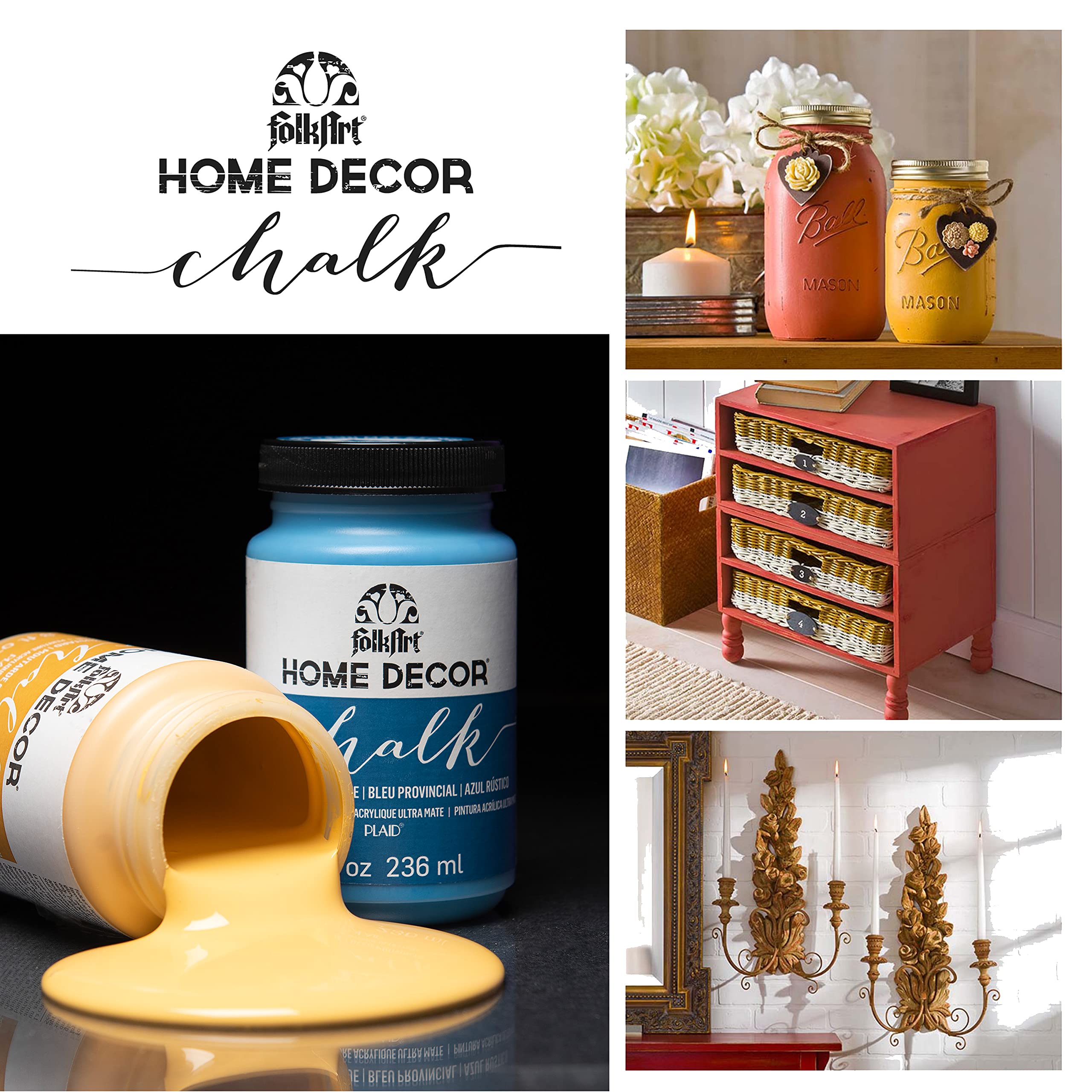 FolkArt Home Decor Chalk glass application highlights easy adhesion on decorative glass