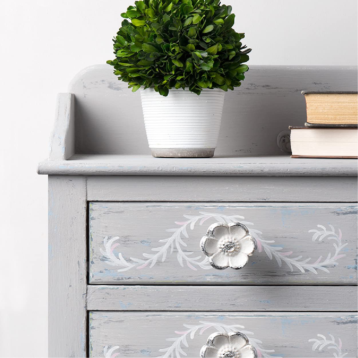 FolkArt Home Decor Chalk terra cotta planter being painted for a refreshed look