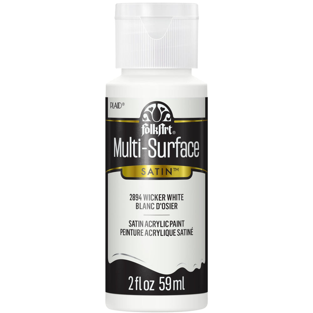 FolkArt multi-surface paint bottle front view in Wicker White for vibrant crafts