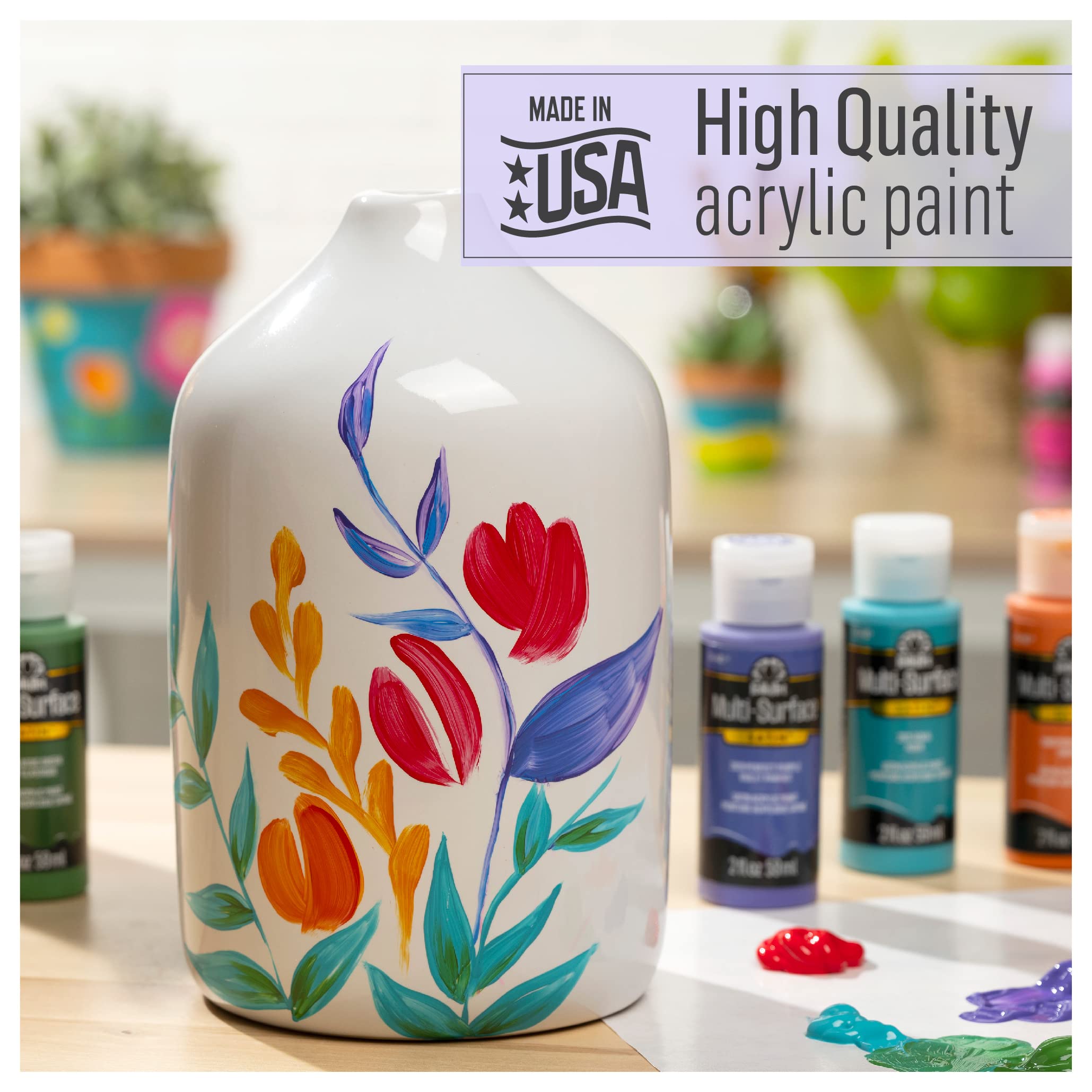 FolkArt Multisurface Metallic Paint Bright Gold on metal hardware adds durable shine