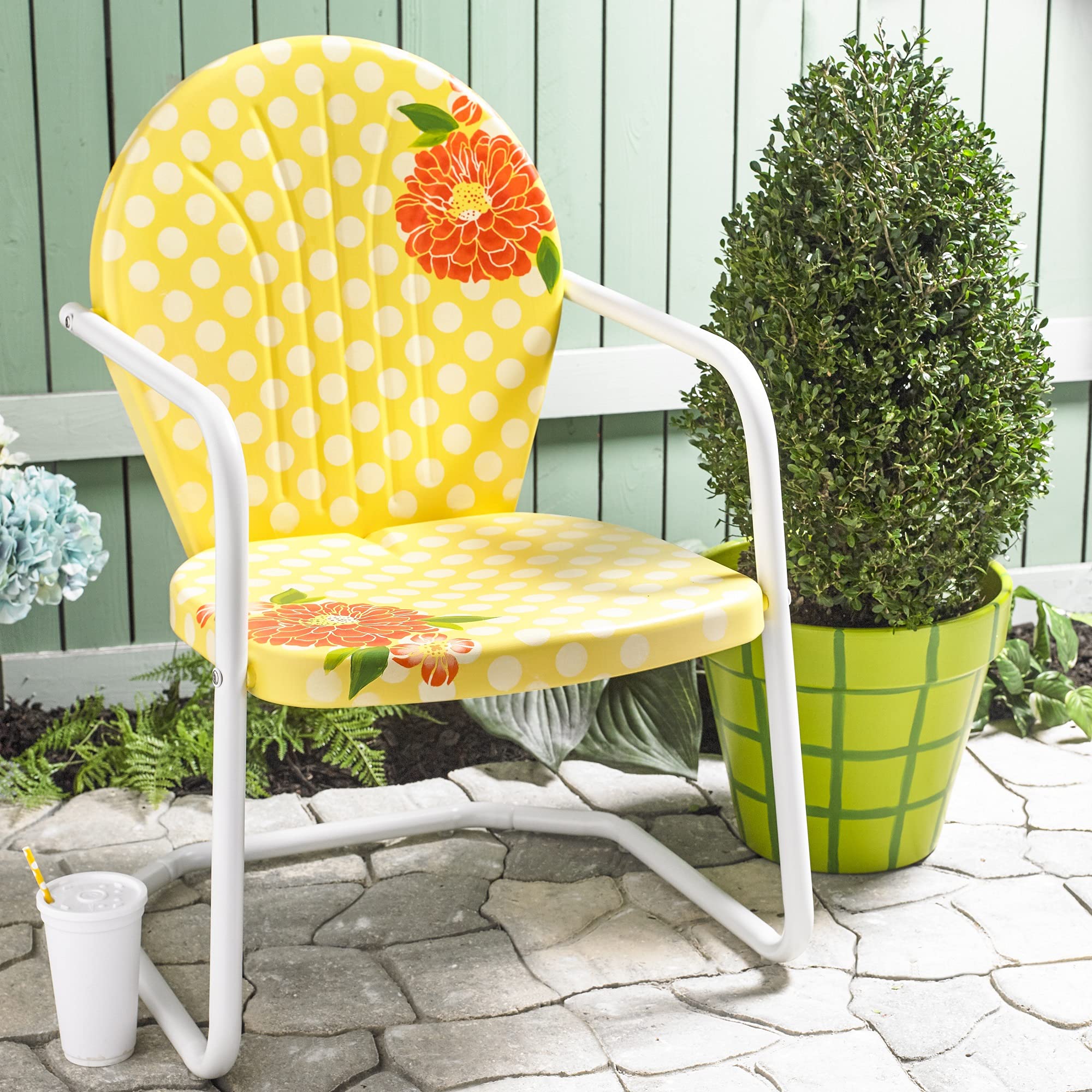 Patio planter in bright hues using FolkArt Outdoor Gloss.