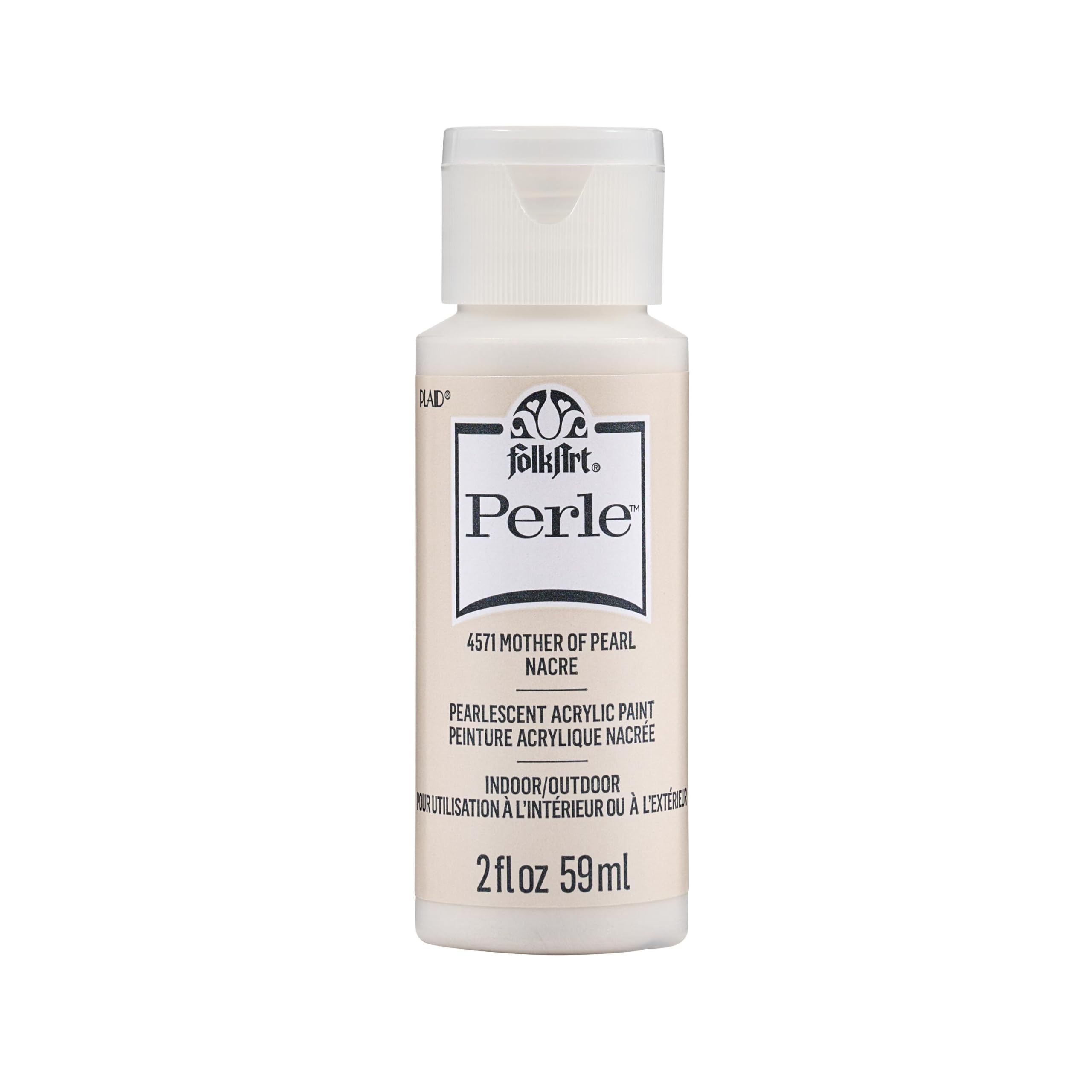 FolkArt Perle Mother of Pearl acrylic paint bottle with pearlescent sheen.