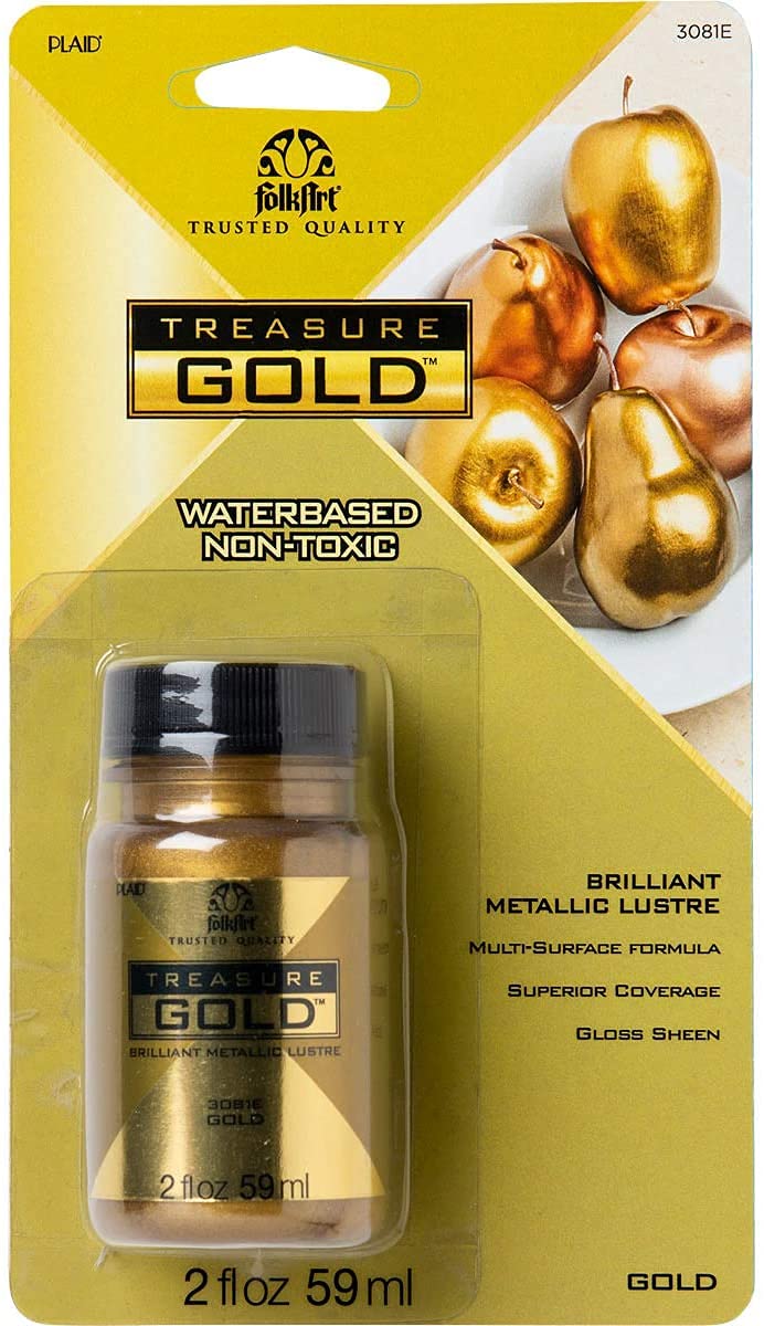 FolkArt Treasure Gold 2oz cap close-up showing creamy metallic finish