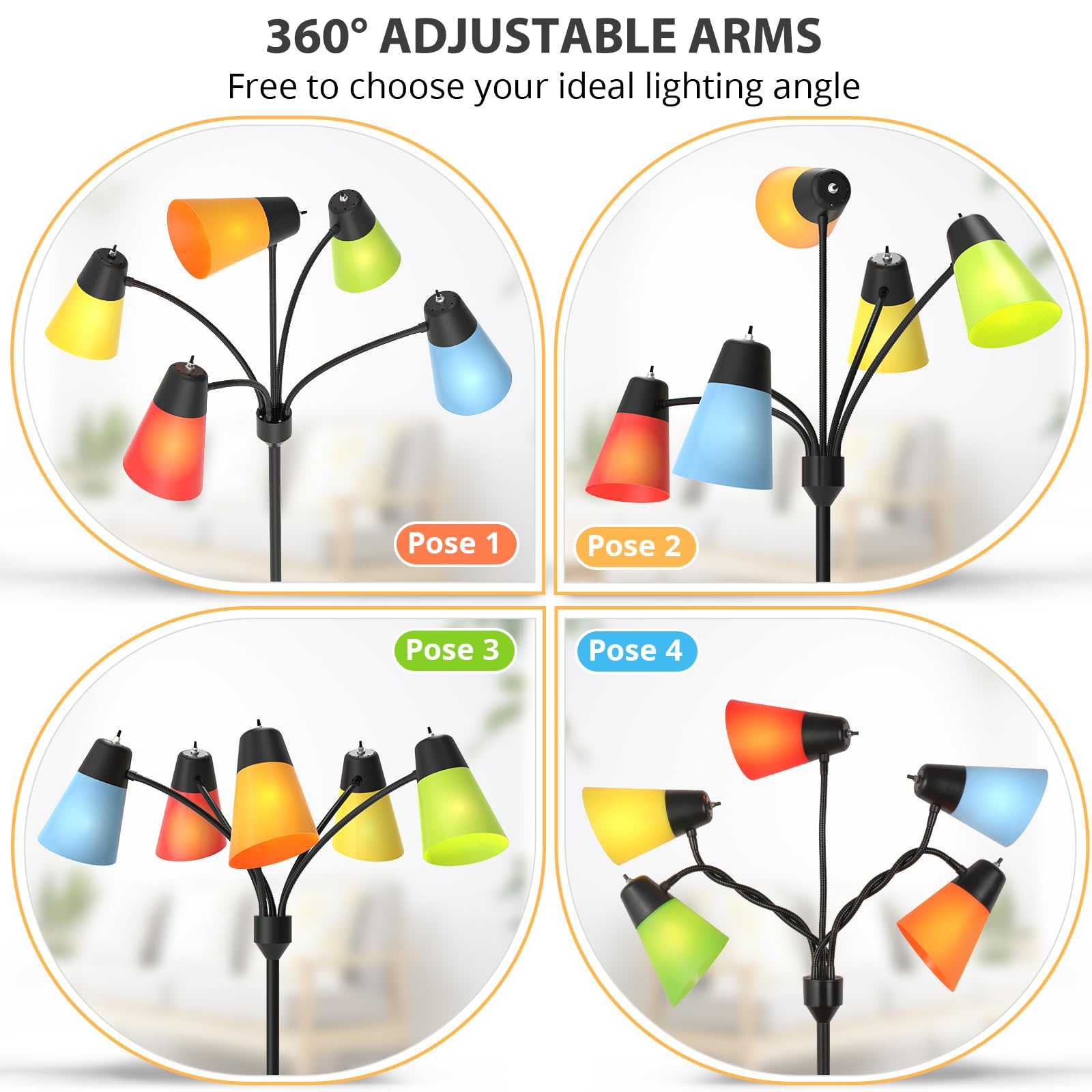 FOLKSMATE Medusa lamp offers five independent switches for tailored lighting.