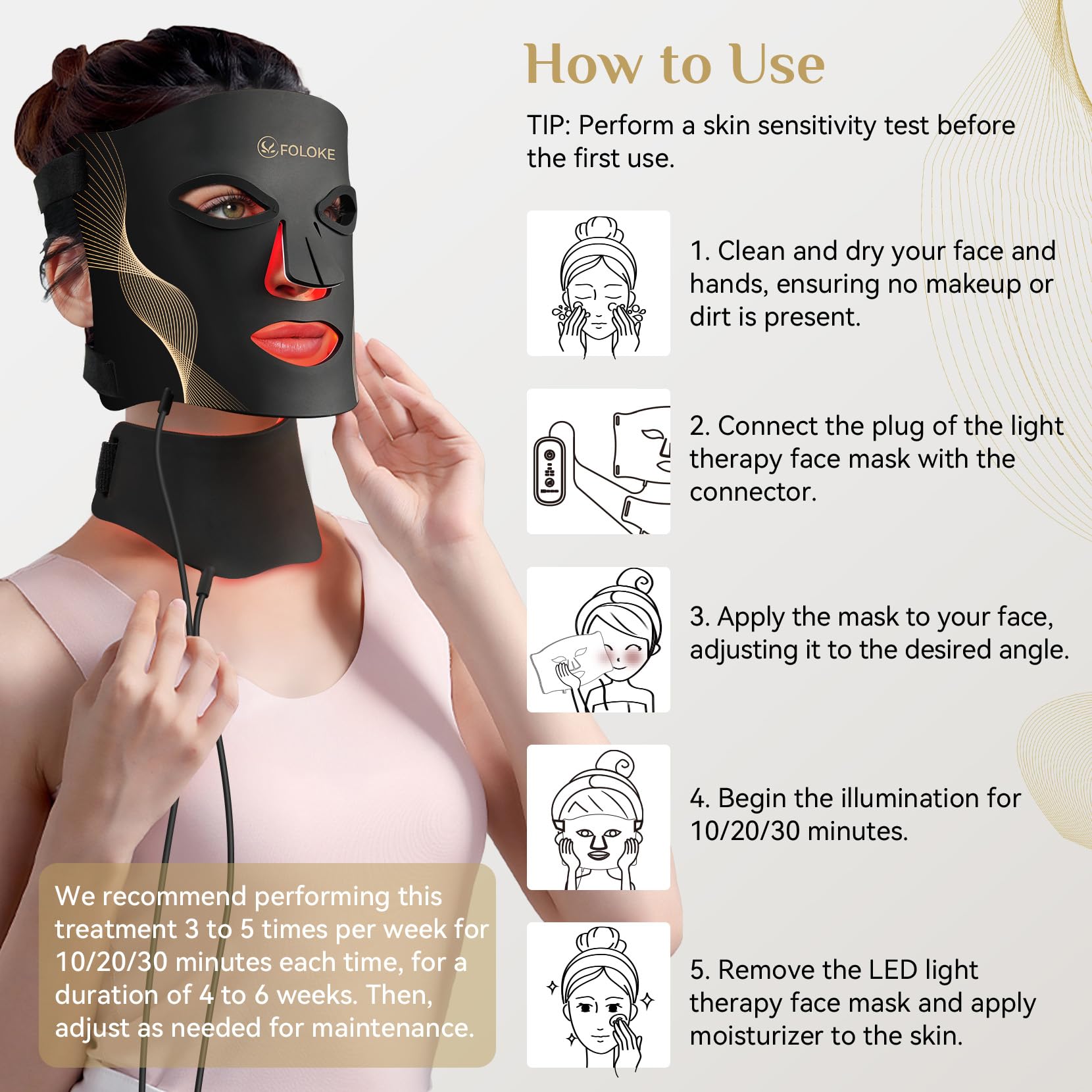 FOLOKE mask features adjustable straps for secure wear.