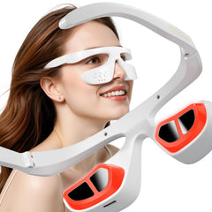 FOLOKE under-eye red light massage glasses in use for refreshed eyes.