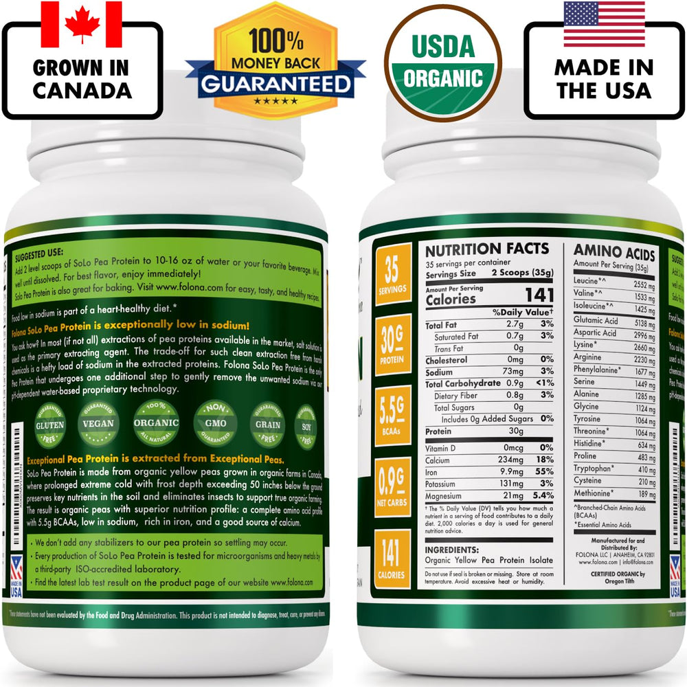 FOLONA SOLO pea protein scoop showing convenient serving size