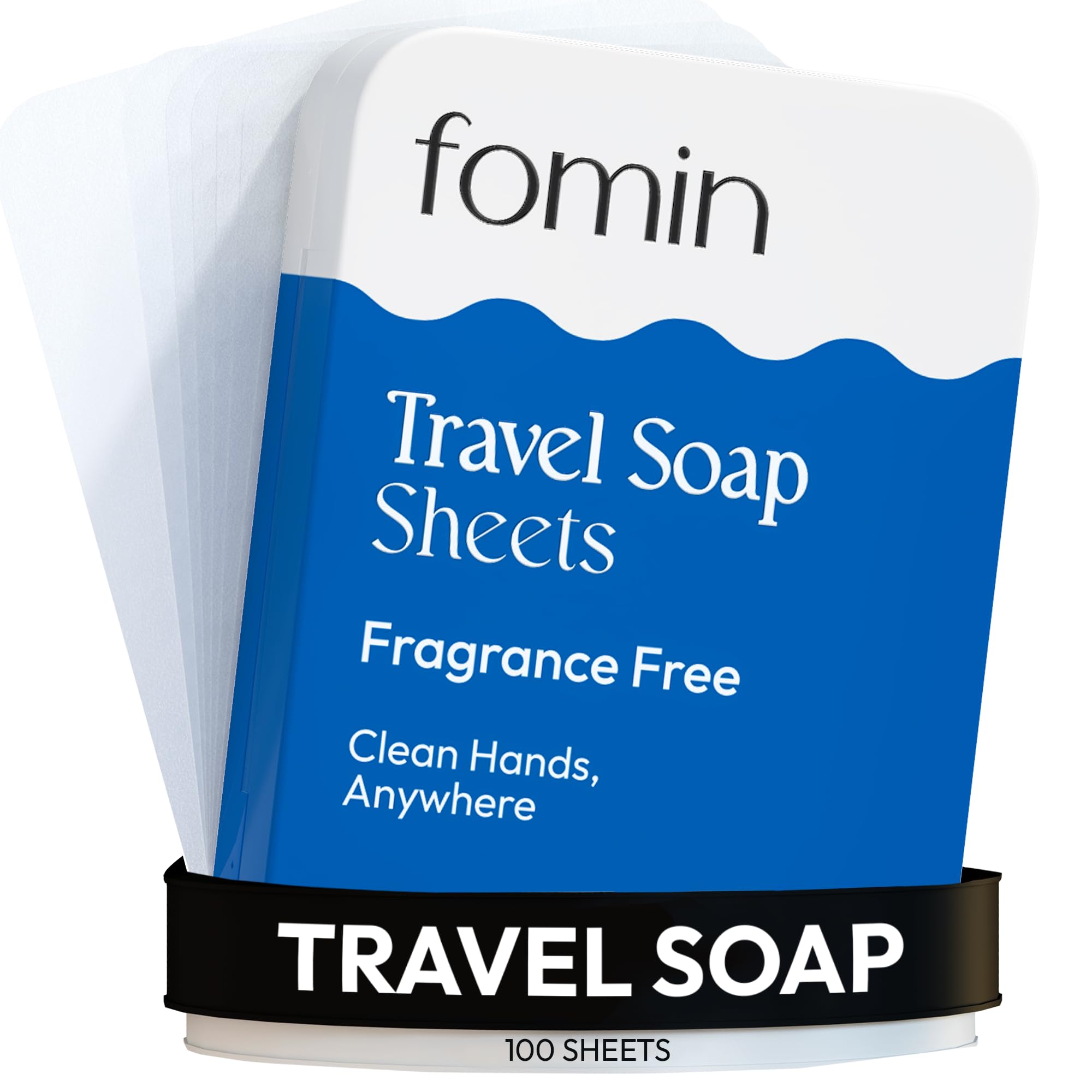 FOMIN paper soap sheets in travel tin offer portable hand cleaning on the go
