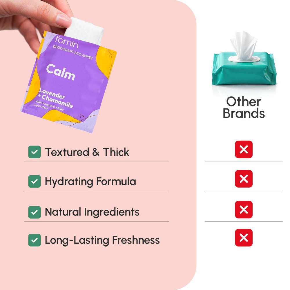 FOMIN pocket-size wipes in a single-use sachet for easy carry
