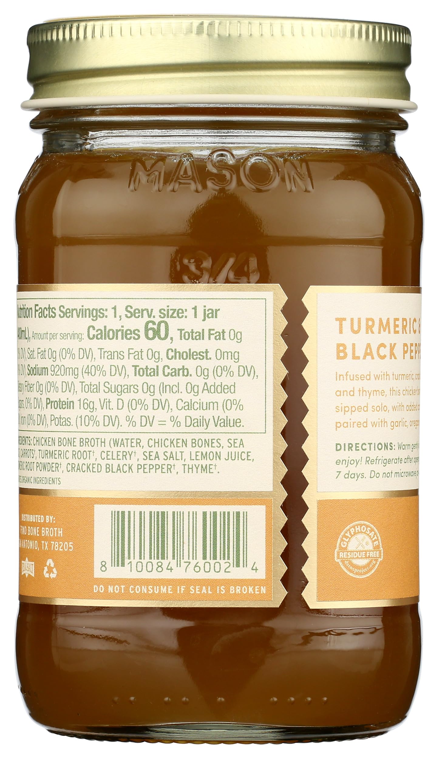 Fond chicken bone broth pour captures a versatile base for soups and risottos.