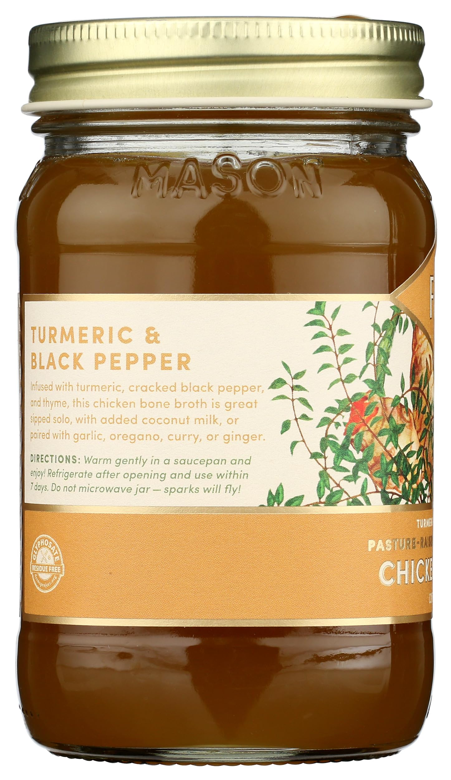 Fond turmeric spice bottle label highlights natural flavor boosters for recipes.