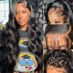 Fongly body wave lace front wig with 13x6 HD lace for natural parting and versatile styling.