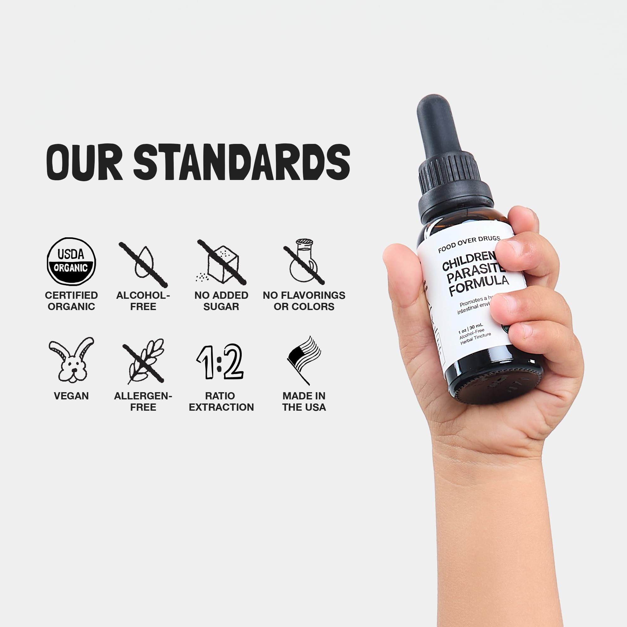 Food Over Drugs Organic glycerin base image underscores vegan, plant-based formulation