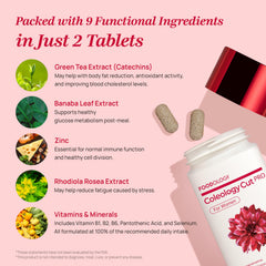 FOODOLOGY Coleology Cut PRO night-time tablets beside a glass of water for restful sleep.