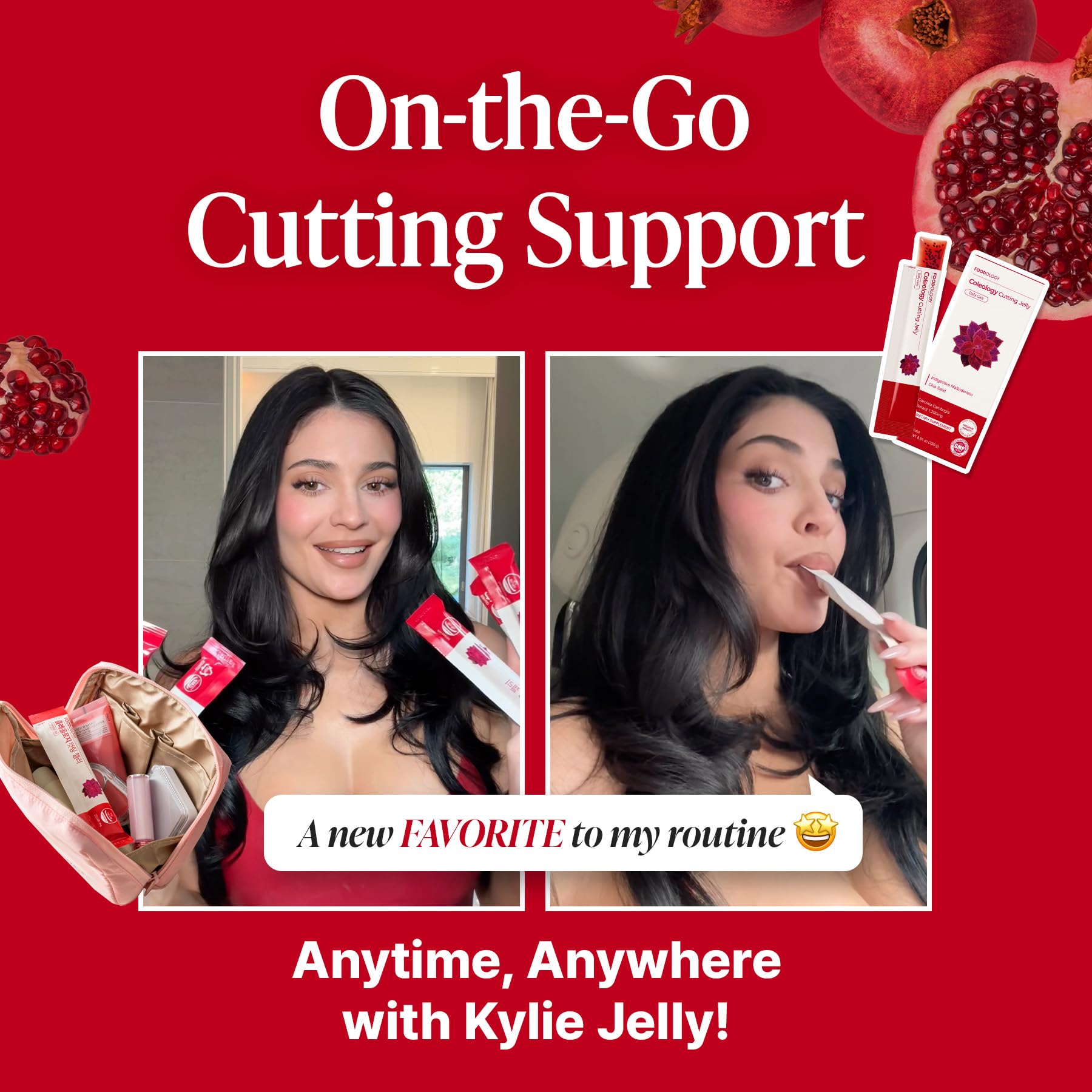 FOODOLOGY Coleology Cutting Stick Jelly Pomegranate scene evokes Korean wellness trend